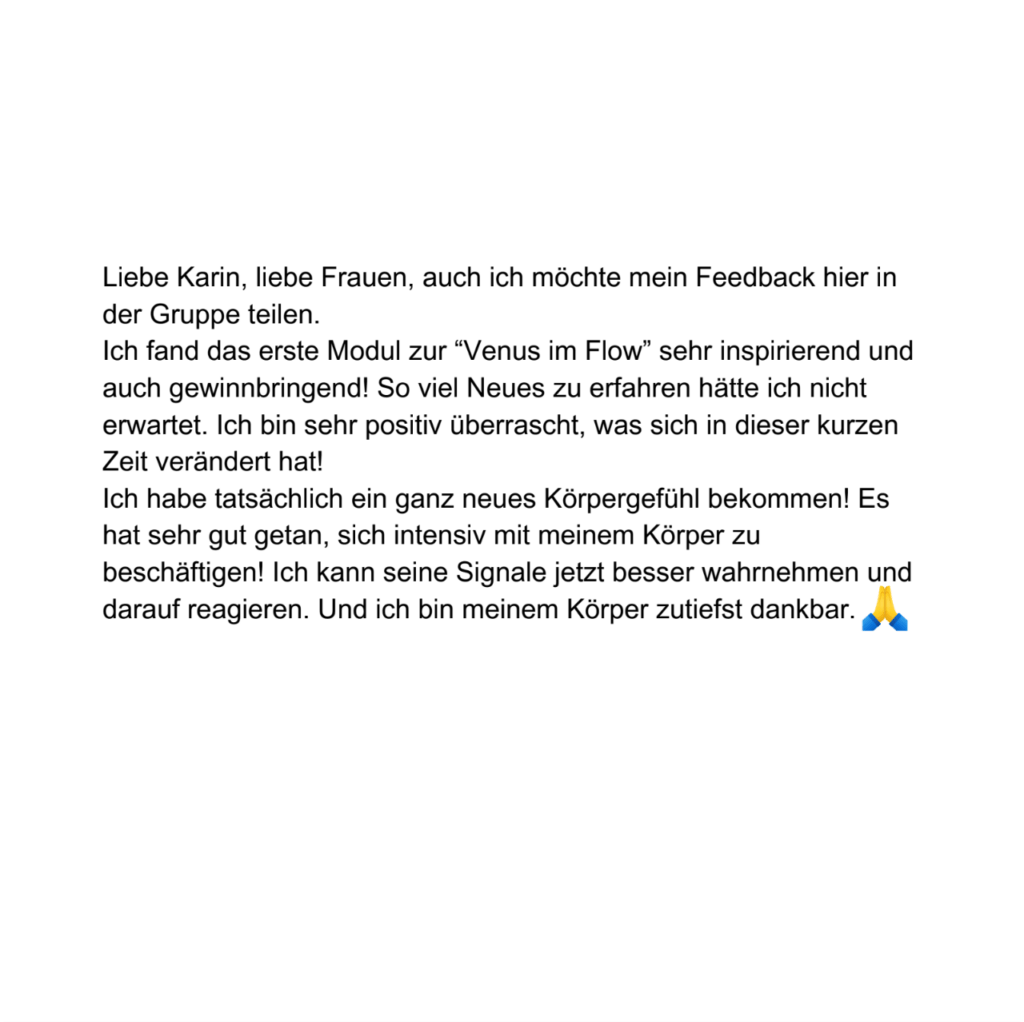 Feedback Venus im Flow Karin Buttinger 2